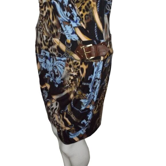 new CACHE Dress, M, Faux Wrap, Cap Sleeve, Leopard/Baroque/Lux print, Pullover - Picture 12 of 15